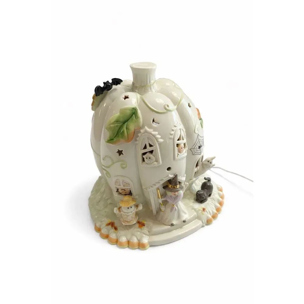 LENOX Halloween Pumpkin Cottage Large Light Up Haunted House W/Light Cord